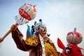 XiÃ¢â¬ËÃ¢â¬â¢an, China-Feb 13, a folk artist performing Shehuo,Shehuo is a nonmaterial cultural heritage to celebrate the New Year